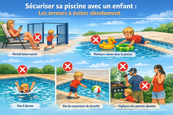 Sécuriser sa piscine avec un enfant : les erreurs à éviter absolument — couverture piscine BLEUDOME