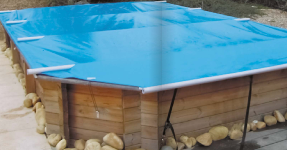 Couverture piscine à barres Wood Securit Plus NF P90-308 — avec volant, sur mesure