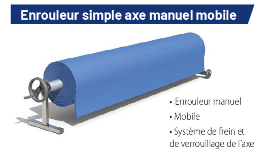 Enrouleur simple axe mobile pour couverture piscine