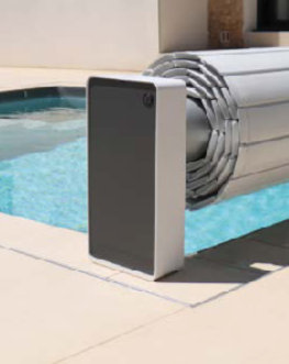 Enrouleur Coverly Blanc/Gris Anthracite — volet motorisé hors-sol piscine compact