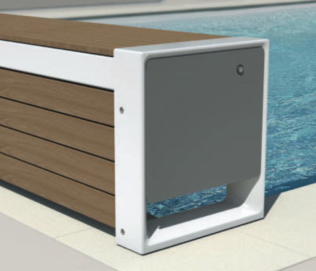 Le Banc façade grise habillage plaxé bois