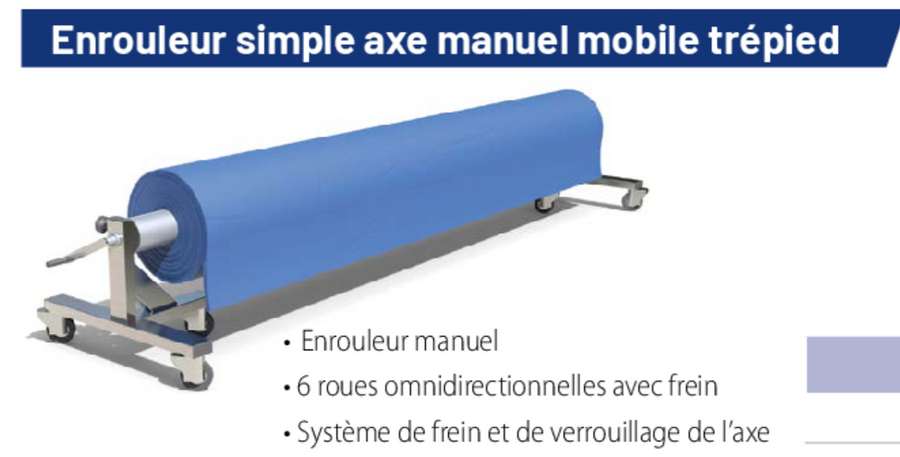 Enrouleur simple axe trépied pour piscine