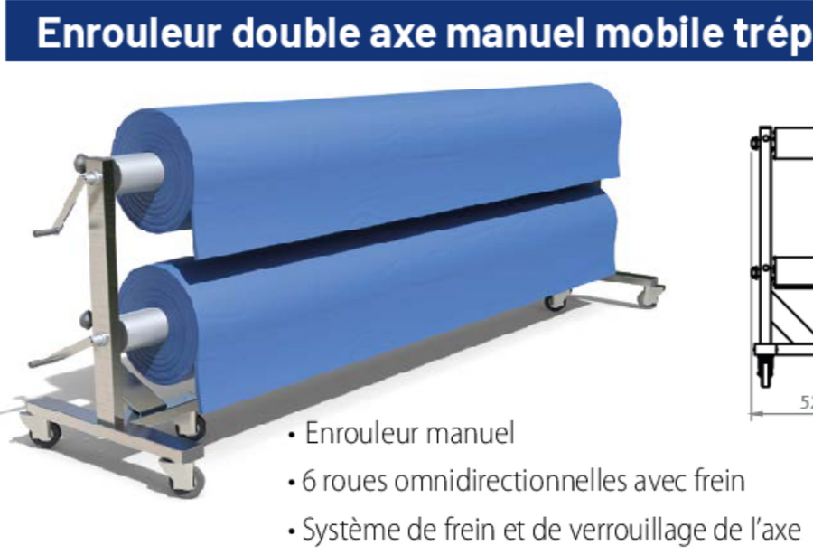 Enrouleur double axe mobile trépied pour piscine