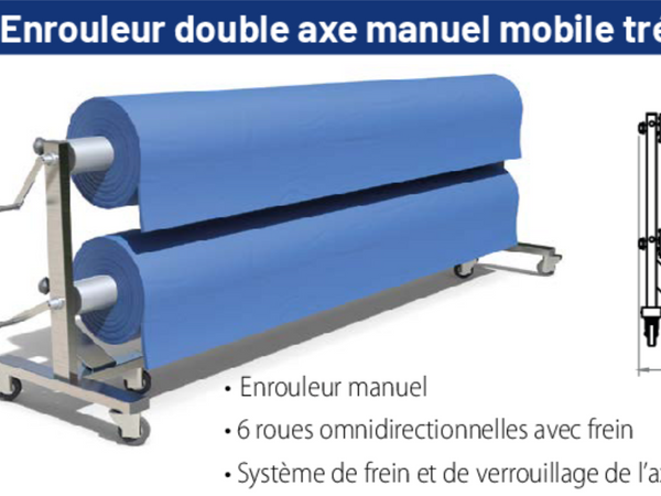 Enrouleur double axe manuel mobile trépied